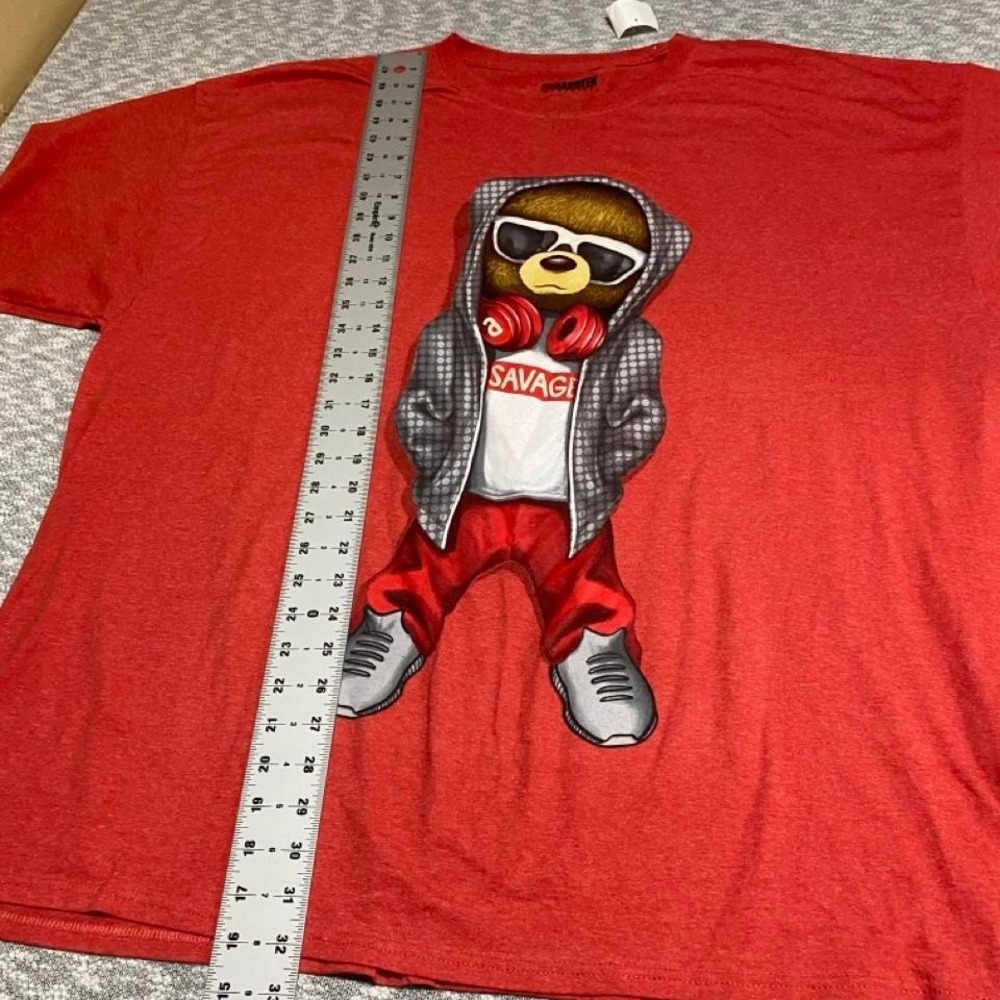 Red Hardten Clothing bear t-shirt Size 3X Savage bear logo front NWT. SKU-A549